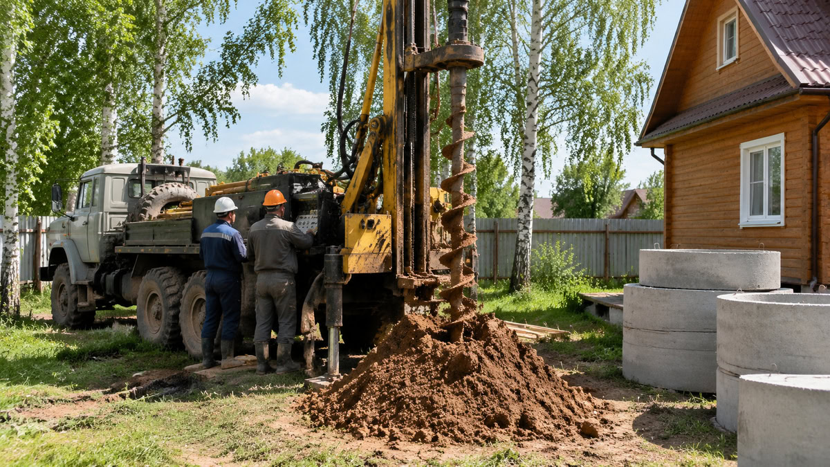 Бурение колодца установкой на дачном участке